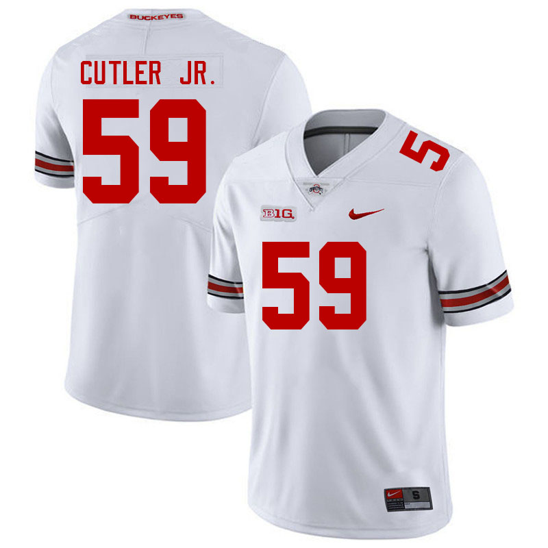Men #59 Victor Cutler Jr. Ohio State Buckeyes College Football Jerseys Stitched-White